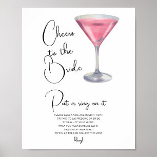 Cocktail Bridal shower Put a ring on it game Poster