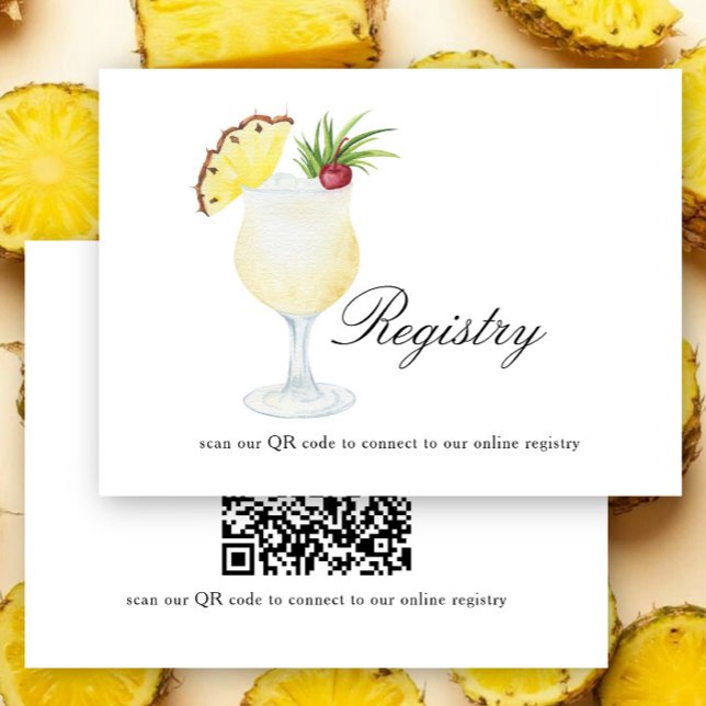 Cocktail Bridal shower QR code for registry  Enclosure Card (Creator Uploaded)