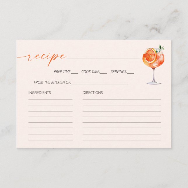 Cocktail Bridal Shower Recipe Card (Front)