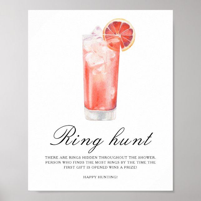 Cocktail Bridal shower - Ring hunt game Poster (Front)