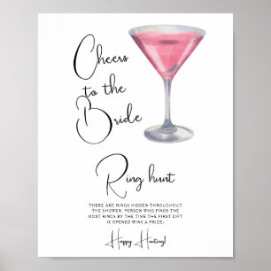 Cocktail Bridal shower Ring hunt game Poster