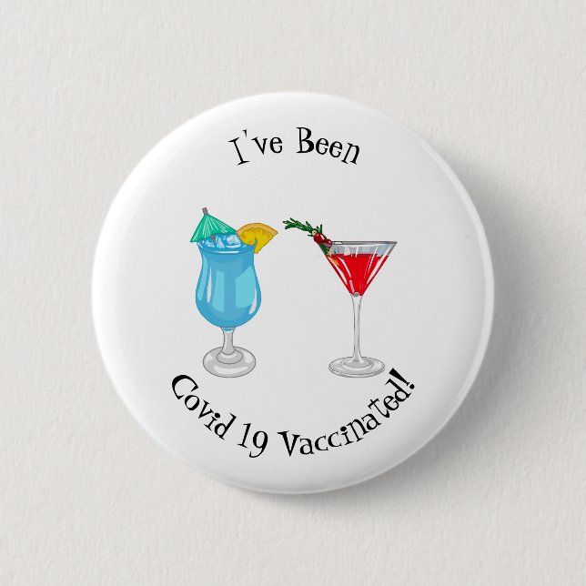 Cocktail cartoon illustration 6 cm round badge (Front)