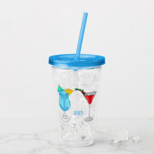 Cocktail cartoon illustration  acrylic tumbler