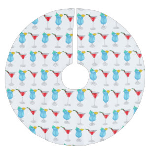 Cocktail cartoon illustration  brushed polyester tree skirt