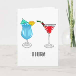 Cocktail cartoon illustration card