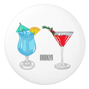 Cocktail cartoon illustration ceramic knob