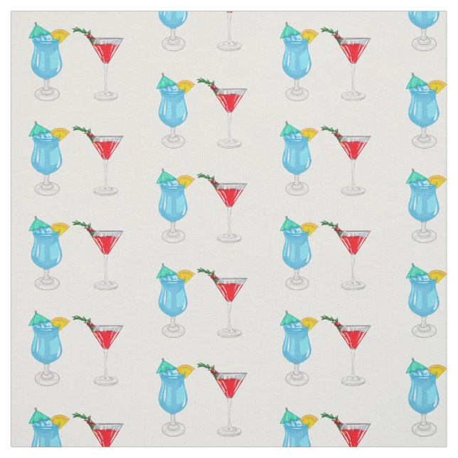 Cocktail cartoon illustration fabric (Swatch)