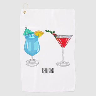 Cocktail cartoon illustration golf towel