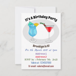 Cocktail cartoon illustration invitation