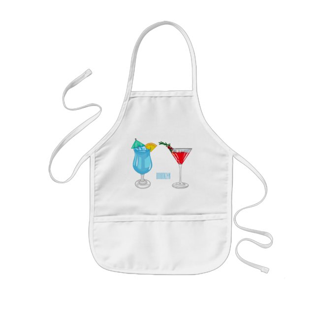 Cocktail cartoon illustration  kids apron (Front)