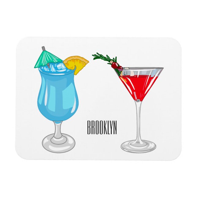 Cocktail cartoon illustration  magnet (Horizontal)