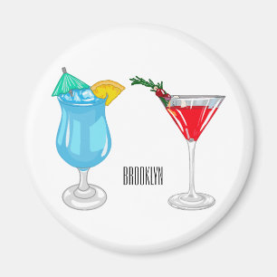 Cocktail cartoon illustration magnet