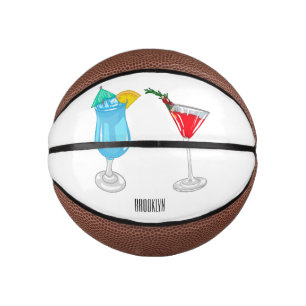 Cocktail cartoon illustration mini basketball