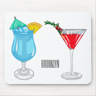 Cocktail cartoon illustration mouse pad
