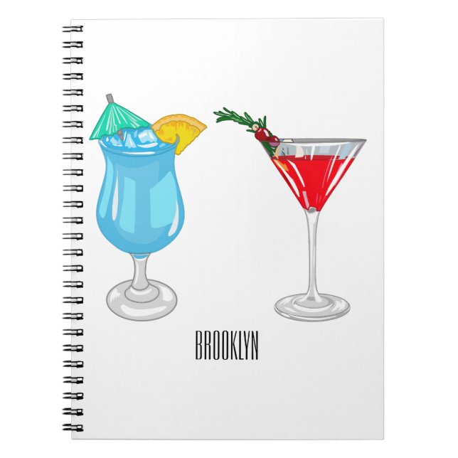 Cocktail cartoon illustration  notebook (Front)