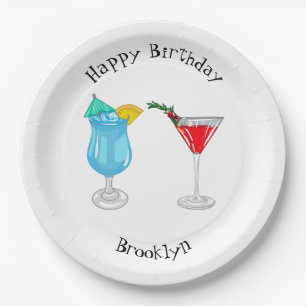 Cocktail cartoon illustration paper plate