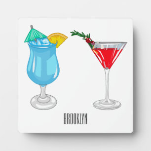 Cocktail cartoon illustration plaque