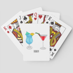 Cocktail cartoon illustration  playing cards
