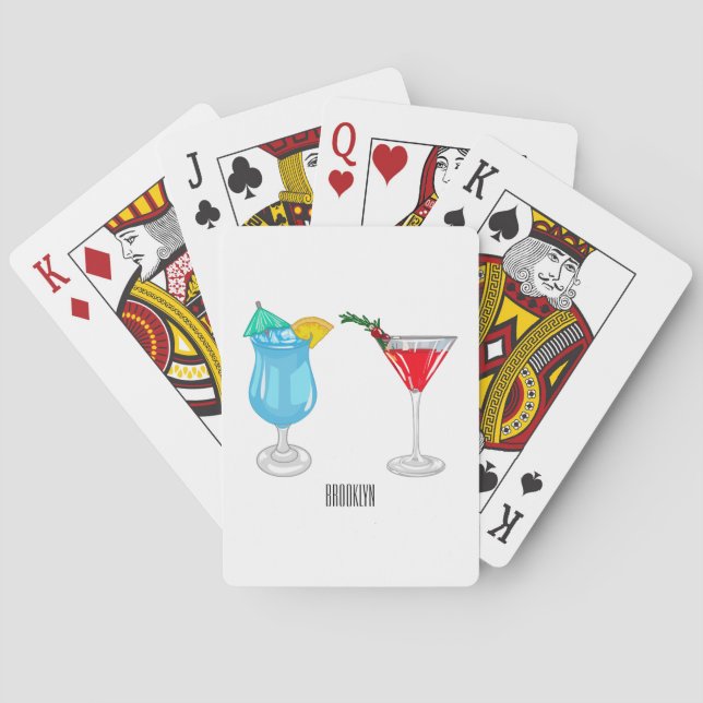Cocktail cartoon illustration  playing cards (Back)