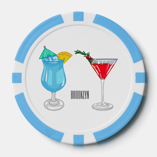 Cocktail cartoon illustration poker chips (Front)