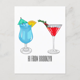 Cocktail cartoon illustration  postcard