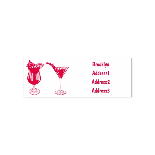 Cocktail cartoon illustration self-inking stamp (Design)