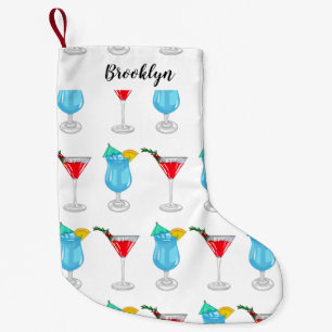 Cocktail cartoon illustration small christmas stocking