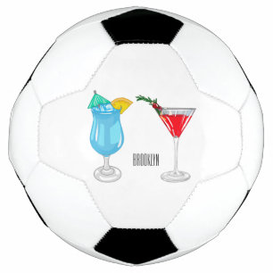 Cocktail cartoon illustration soccer ball