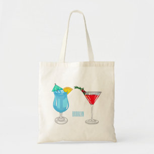 Cocktail cartoon illustration tote bag