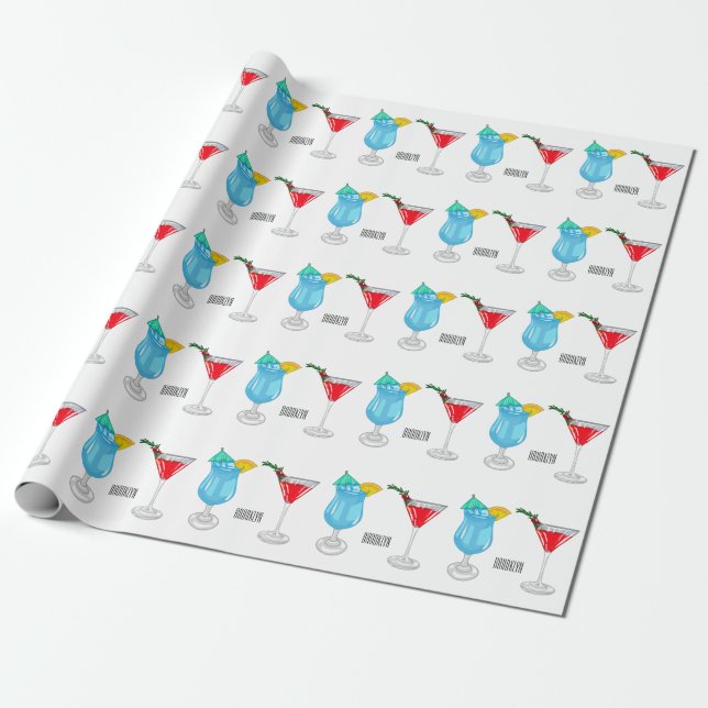 Cocktail cartoon illustration  wrapping paper (Unrolled)
