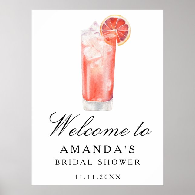 Cocktail Citrus - bridal shower welcome sign (Front)