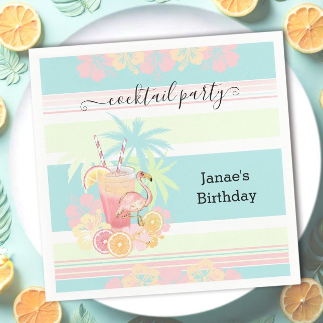 Cocktail Citrus Summer Pool Party Beach Tropical Napkin (Cocktail Citrus Summer Pool Party Beach Tropical Napkins)