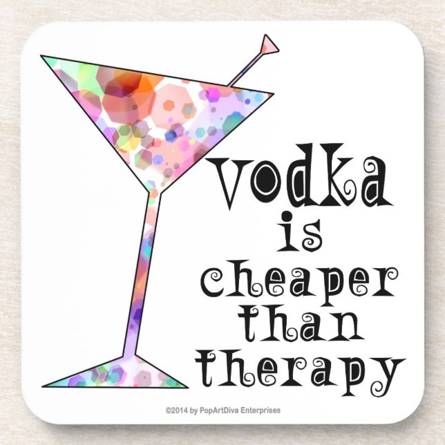COCKTAIL COASTER SETS, VODKA CHEAPER THAN THERAPY (Front)