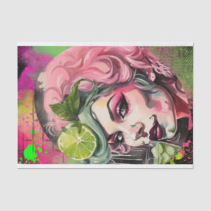 Cocktail Cuties - Pink Mojito Graffiti Decoupage  Tissue Paper