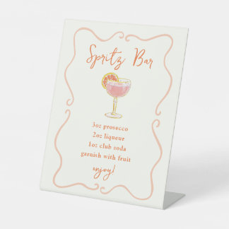 Cocktail Doodle Spritz Bar Pedestal Sign
