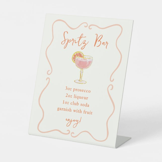 Cocktail Doodle Spritz Bar Pedestal Sign (Front)