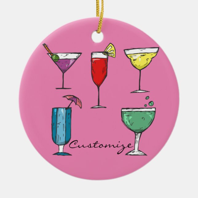 Cocktail Drink Assortment Thunder_Cove Ceramic Ornament (Front)