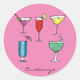 Cocktail Drink Assortment Thunder_Cove Classic Round Sticker