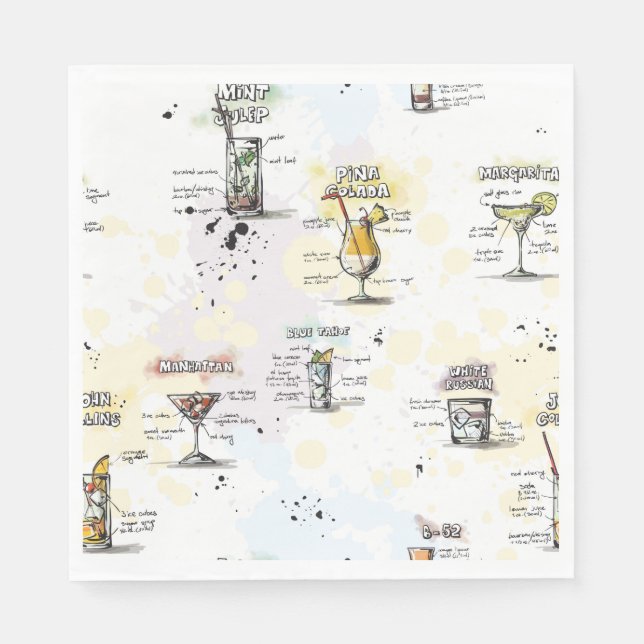 Cocktail Drink Recipe Design Napkin (Front)