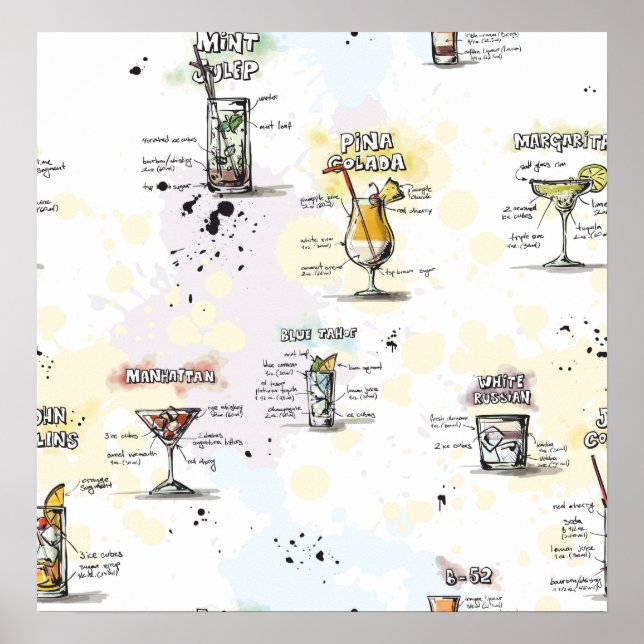 Cocktail Drink Recipe Design Poster (Front)