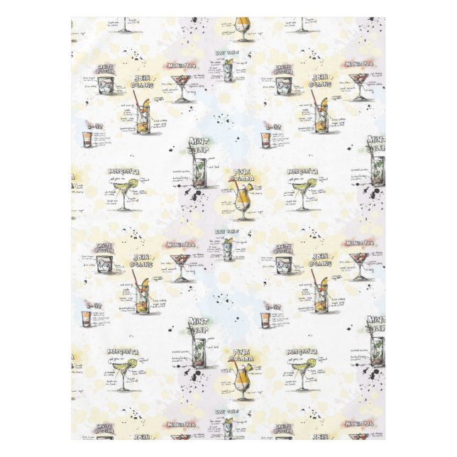 Cocktail Drink Recipe Design Tablecloth (Front)