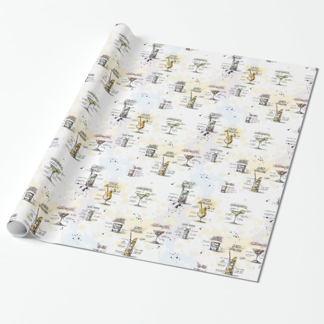 Cocktail Drink Recipe Design Wrapping Paper (Unrolled)