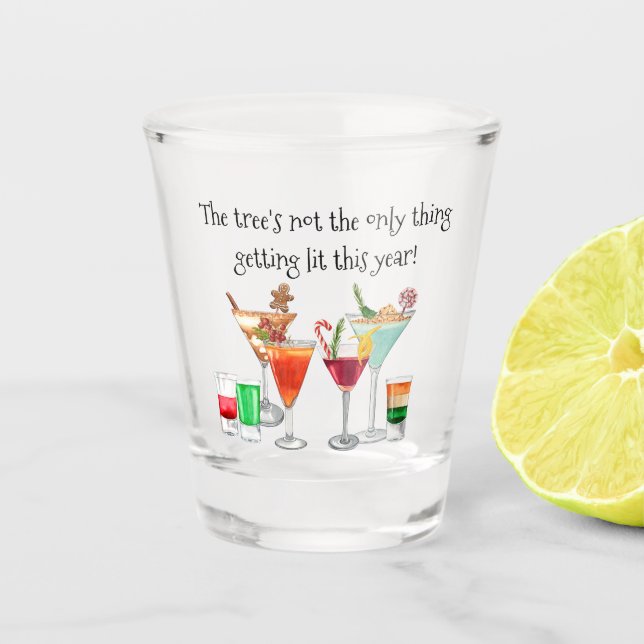 Cocktail Drinking Funny Saying Christmas  Shot Glass (Front)