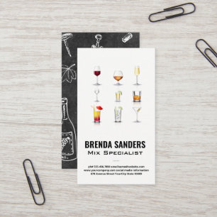 Cocktail Drinks   Bartender Business Card