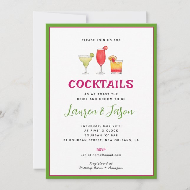 Cocktail Drinks Couples shower invitation (Front)