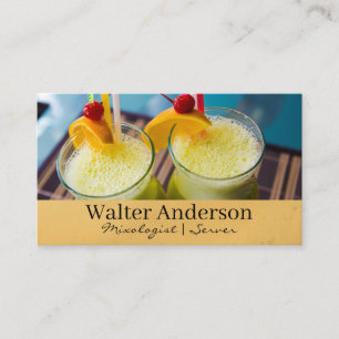 Cocktail Drinks with Garnish   Mixology Business Card