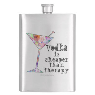 COCKTAIL FLASKS, VODKA IS CHEAPER THAN THERAPY HIP FLASK