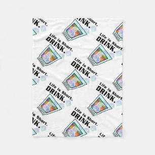 COCKTAIL FLEECE BLANKET, Life is Short. DRINK. Blanket