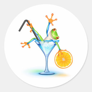 Cocktail Frog Classic Round Sticker