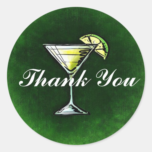 Cocktail Gin and tonic Thank You Classic Round Sticker (Front)